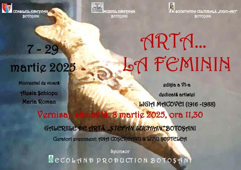 Expoziția „Arta… la feminin”, ediția a VI-a. Invitata de onoare este Marinela Măntescu Isac Expoziția „Arta... la feminin”, ediția a VI-a. Invitata de onoare este Marinela Măntescu Isac