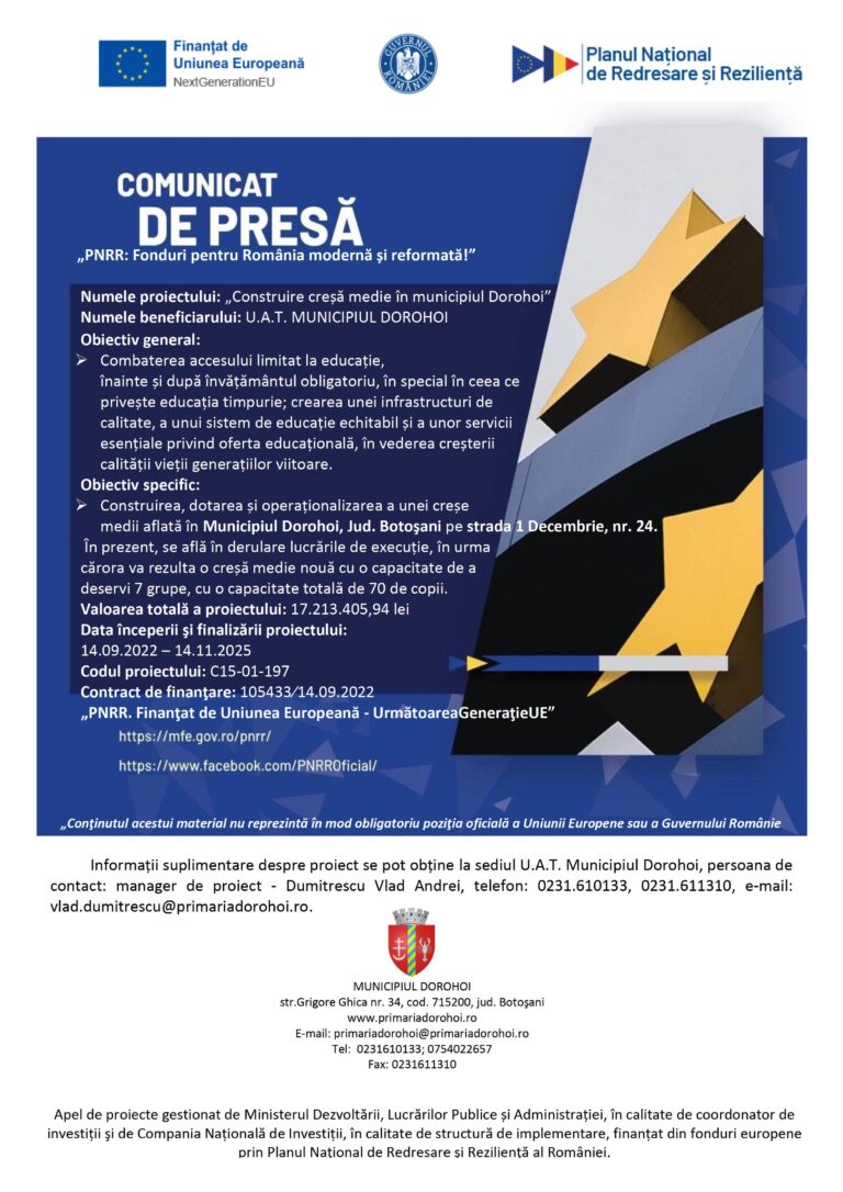 În Dorohoi se construiește o creșă cu fonduri europene din PNRR În Dorohoi se construiește o creșă cu fonduri europene din PNRR