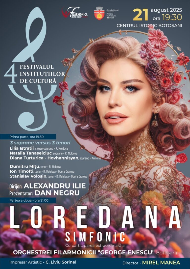 Spectacol total la Botoșani: Loredana Groza cântă cu Filarmonica „George Enescu” la FIC