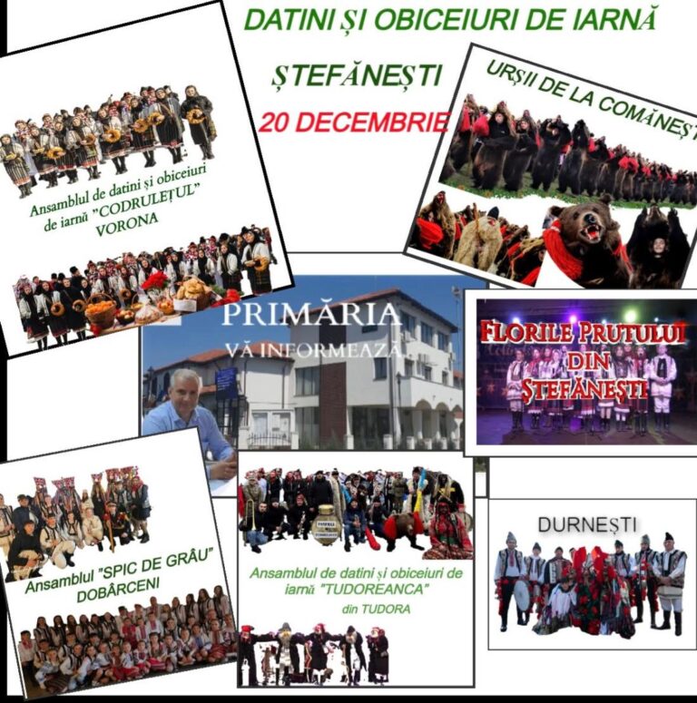 Orașul Ștefănești devine capitala datinilor și obiceiurilor de iarnă pe 20 decembrie