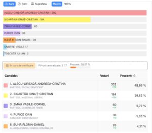 Comuna Mihai Eminescu are un nou primar. Andreea Gireadă a câștigat alegerile cu 508 voturi diferență