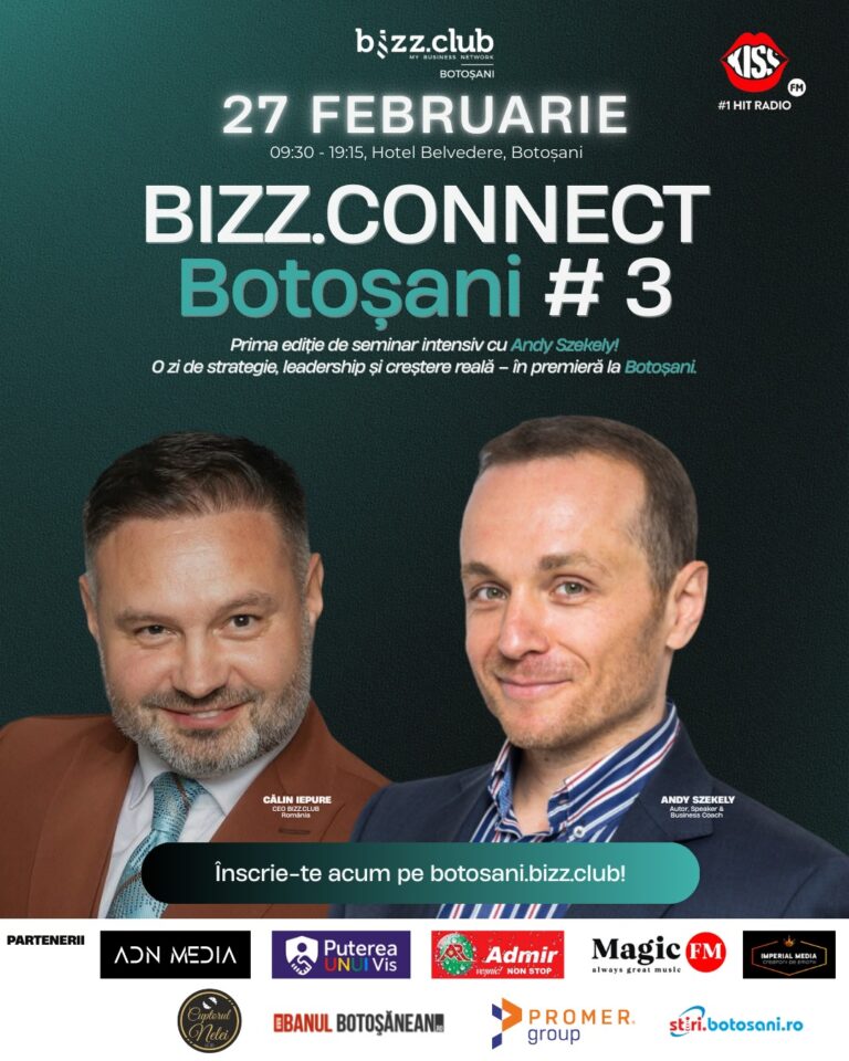 Andy Szekely vine la Botoșani: seminar intensiv de business la BIZZ.CONNECT