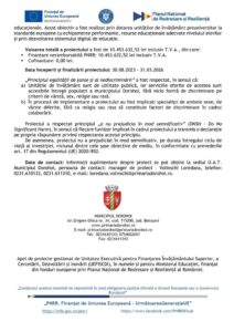 Dorohoi a finalizat proiectul PNRR de dotare cu mobilier, materiale didactice și echipamente digitale în unitățile de învățământ