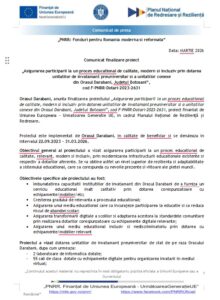 Comunicat de presa „PNRR: Fonduri pentru Romania moderna si reformata” în Darabani