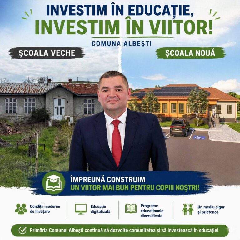 Albești: Fonduri europene pentru o școală a viitorului. Primarul Cristian Cîmpanu modernizează unitatea în care a învățat