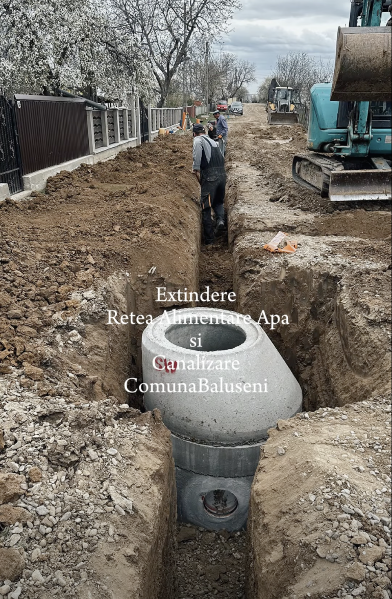 Bahm Construcții modernizează Bălușeni: peste 11 km de apă și 4,5 km de canalizare, plus o stație inteligentă de pompare