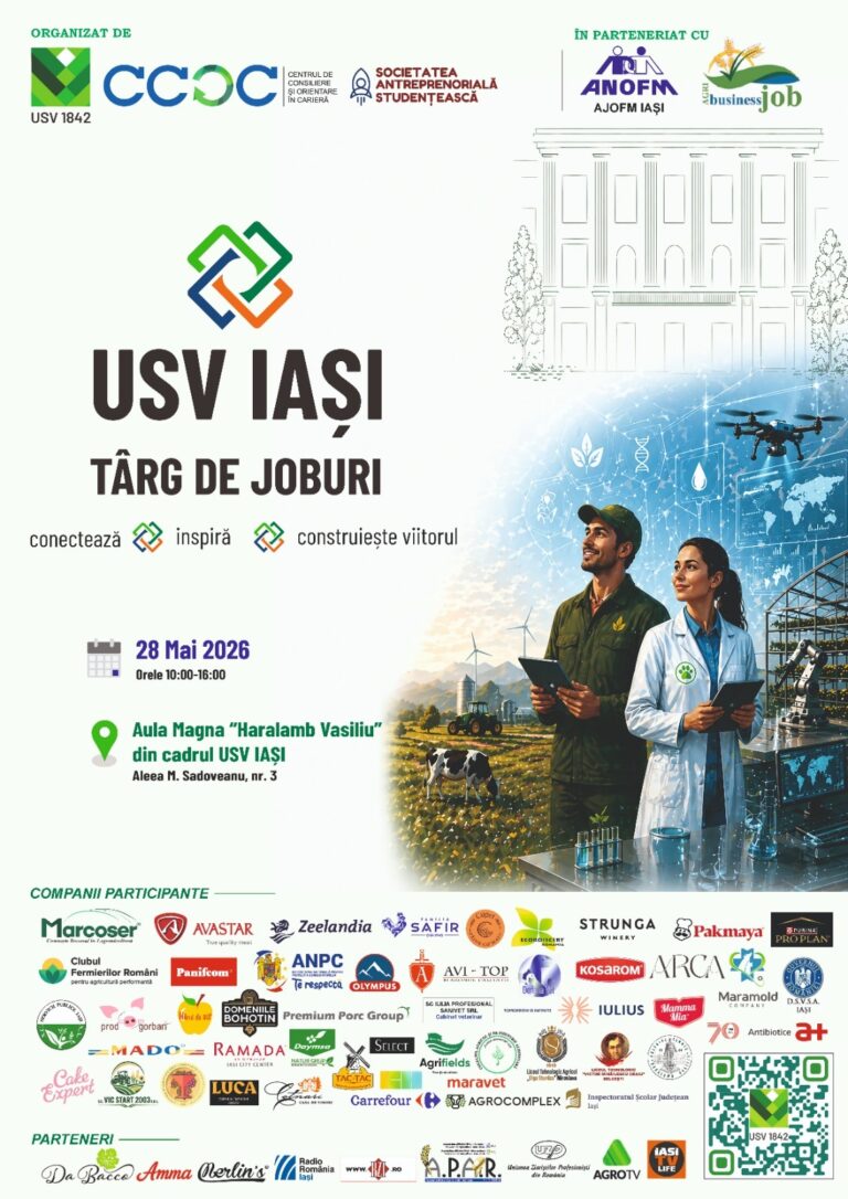 Peste 100 de locuri de muncă și internshipuri, la Târgului de Joburi „Future Jobs by USV” Peste 100 de locuri de muncă și internshipuri, la Târgului de Joburi „Future Jobs by USV”