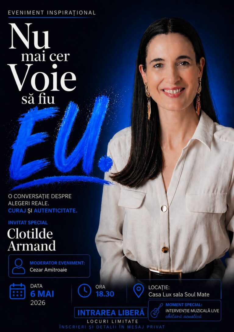 Clotilde Armand vine la Botoșani să își lanseze cartea „Nu mai cer voie să fiu EU”