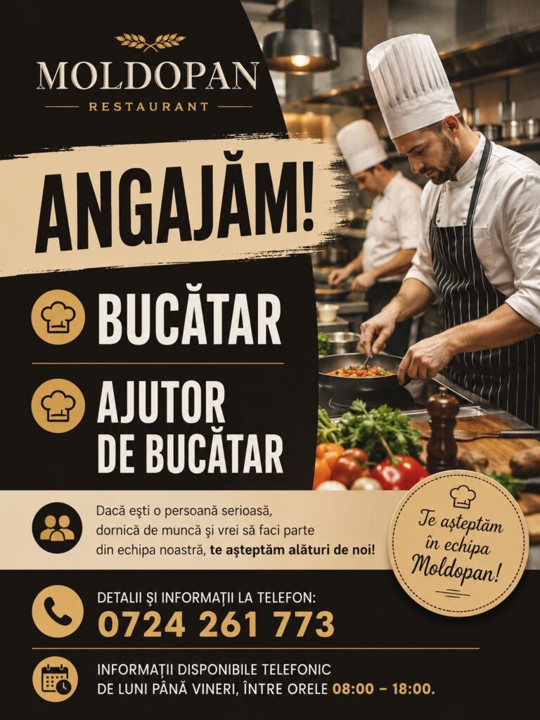 Restaurant Moldopan angajează bucătar și ajutor de bucătar