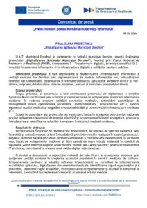 FINALIZAREA PROIECTULUI „Digitalizarea Spitalului Municipal Dorohoi”