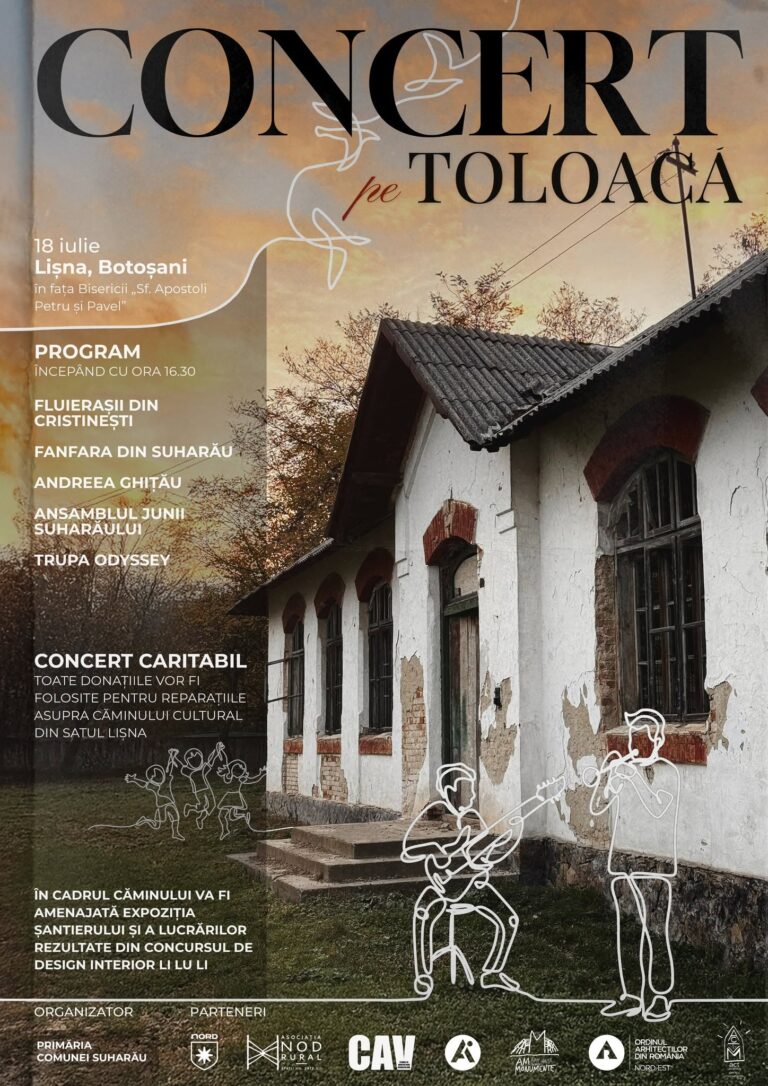Ambulanța pentru Monumente: Concert pe Toloacă la Lișna Botoșani, muzică live și donații pentru salvarea căminului cultural construit în 1897