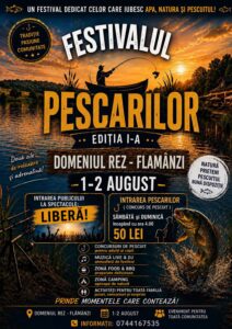 Festivalul Pescarilor pe 1 și 2 august la Domeniul Rez. Concursuri de pescuit, muzică live și atmosferă de festival
