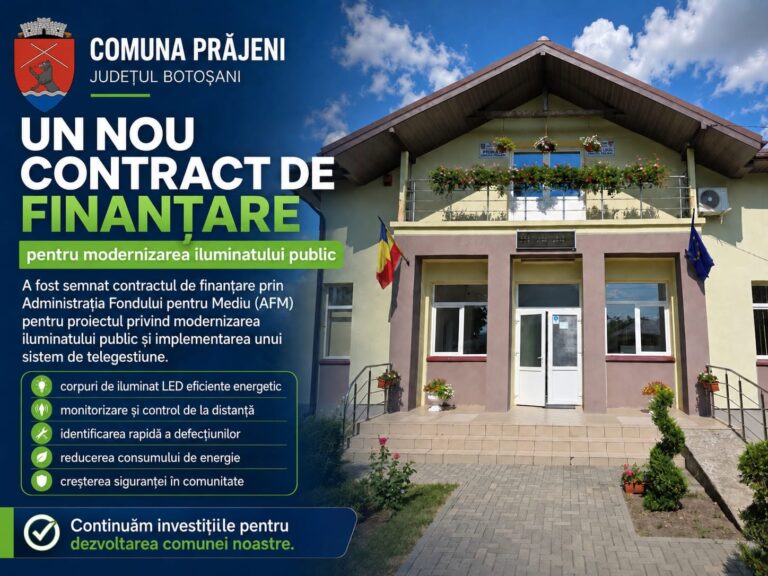 Prăjeni, iluminat public modern cu telegestiune. Primarul Iftodi a semnat contractul de finanțare AFM