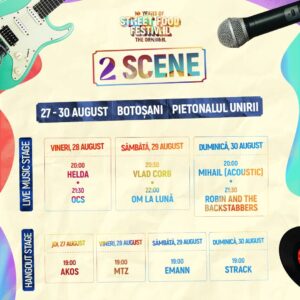 Încep concertele la Street FOOD Festival Botoșani! Trei seri de muzică live, bunătăți din jurul lumii și show de drone în premieră 1 Încep concertele la Street FOOD Festival Botoșani! Trei seri de muzică live, bunătăți din jurul lumii și show de drone în premieră