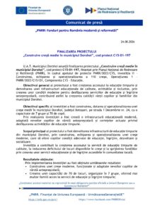 PNRR: A fost finalizat proiectul ”Asigurarea infrastructurii pentru transport verde - piste pentru biciclete în Orașul Darabani”